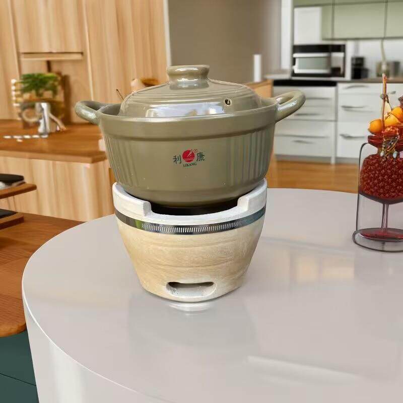 利康耐高温土锅砂锅炖锅明火陶瓷煲汤燃气家用打火锅边炉炭炉套装