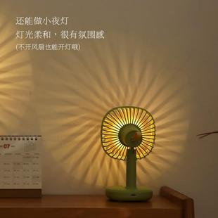宿舍家用桌上夜灯台扇 复古小风扇桌面办公室创意摆件充电简约老式