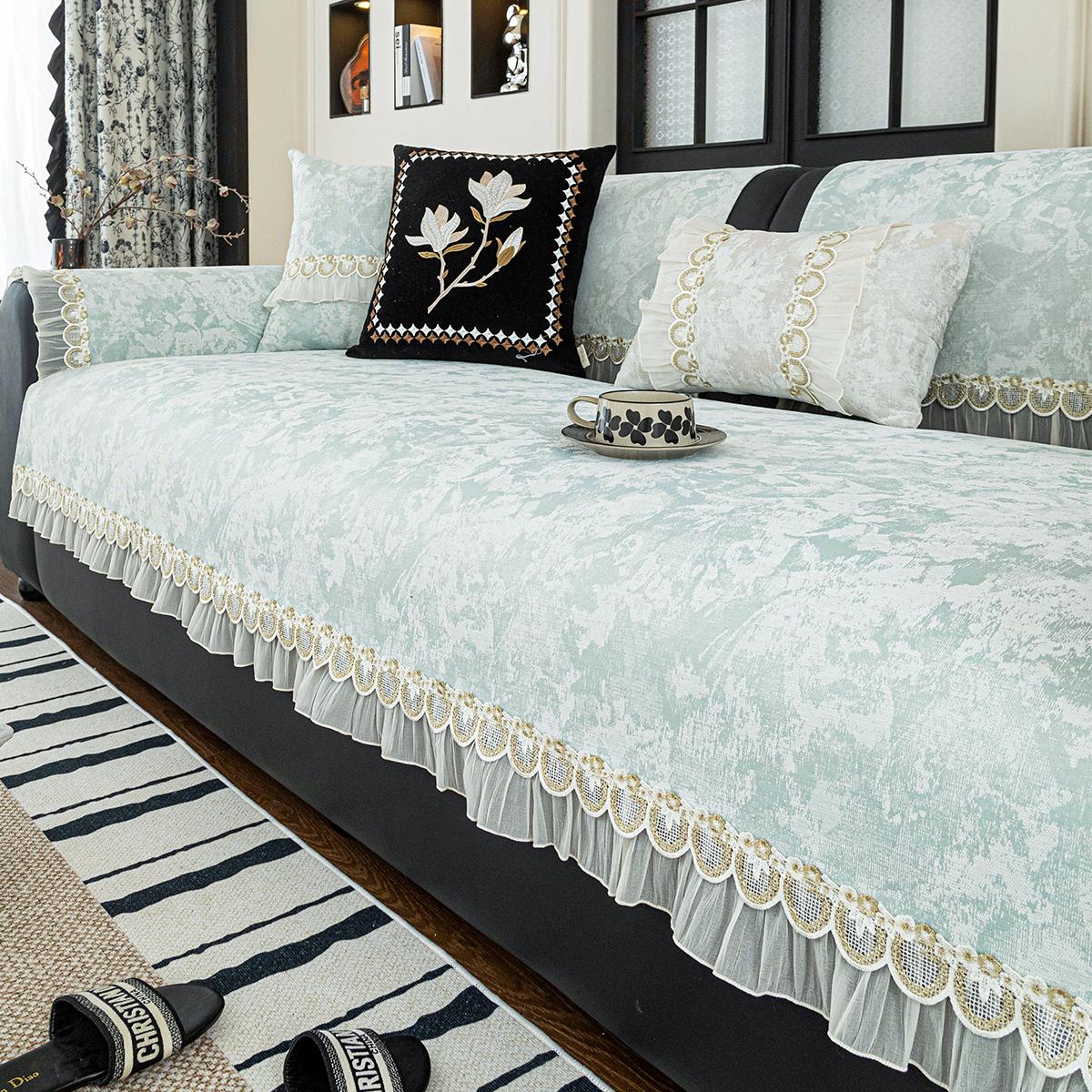 法式沙发垫四季通用2025新款轻奢高级感防滑夏防猫抓直排皮坐垫子