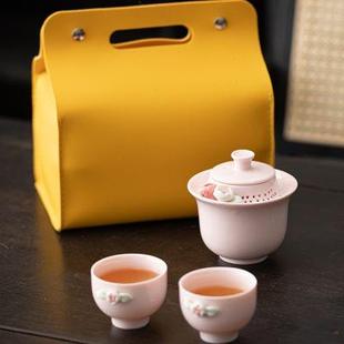 盖碗小套户外功夫套装 旅行茶具快客杯一壶二杯便携式 露营泡茶女士