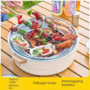 户外露营烧烤炉套装室内家用大号家庭便携煮茶围炉木炭炭火烧烤架