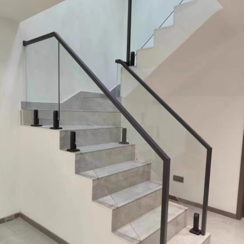 不锈钢楼梯扶手立柱栏杆工程阳台地铁商场玻璃围栏室内卡槽免打孔