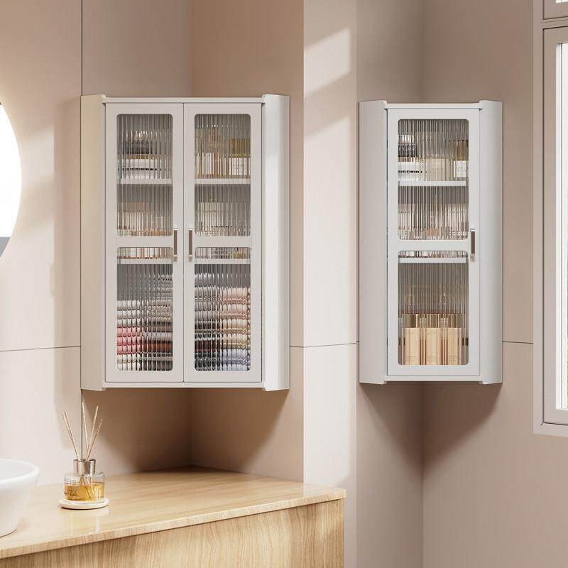 浴室化妆室置物架收纳柜洗漱台墙角壁挂式化妆品收纳柜防水免打孔