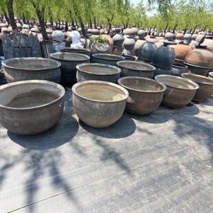 大水缸储水家用陶瓷大号养鱼瓦缸粗陶缸陶土小瓷睡莲盆