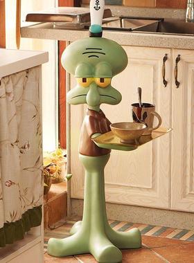 章鱼哥打工人艺术客厅落地超大托 托盘置物架电视柜沙发旁边装饰