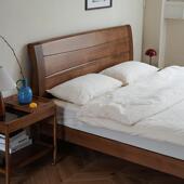 全实木床大气主卧床胡桃色榉木实木床现代简约复古豪华款 箱体