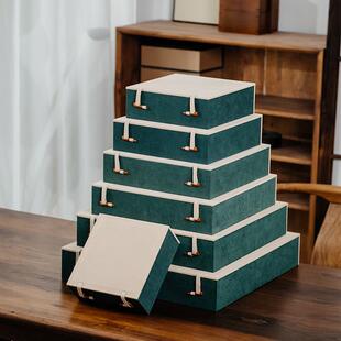 高档绒布茶饼包装盒空礼盒壶承瓷器大盘子包装礼品盒正方形收纳盒