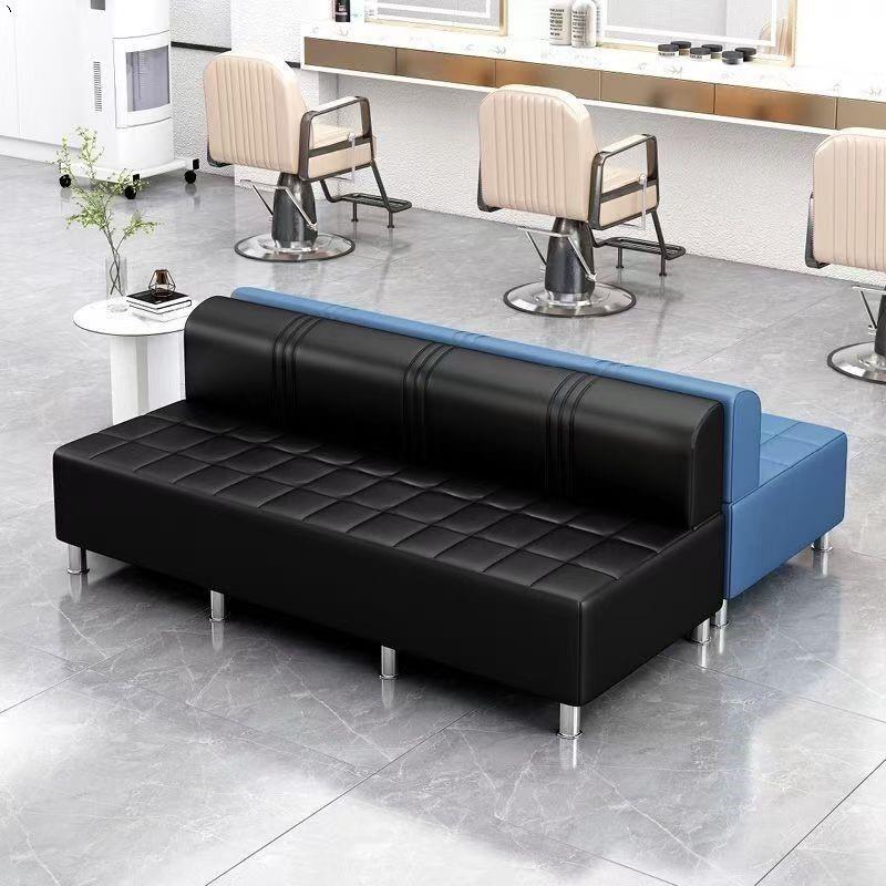 美发店休息区沙发理发店沙发等候椅网红发廊客人等待长条专用椅子
