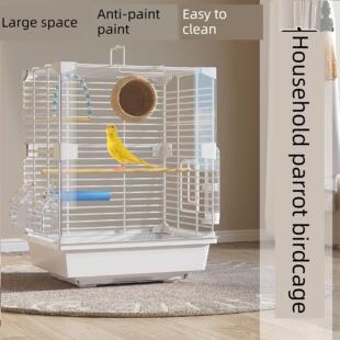 家用鹦鹉鸟笼防溅洒豪华别墅新款亚克力珍珠牡丹虎皮玄凤专用笼子