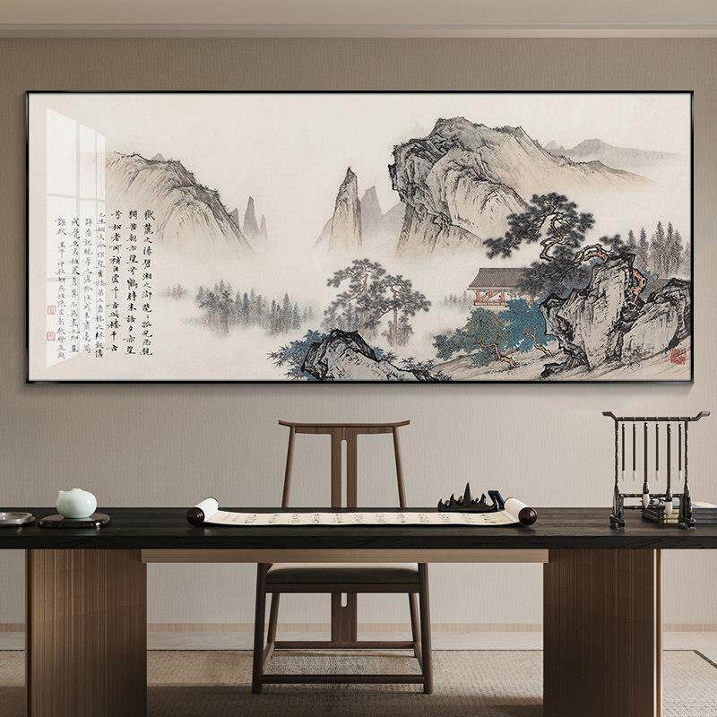 望云楼山水画客厅字画沙发背景墙装饰画国画中国风茶室办公室挂画