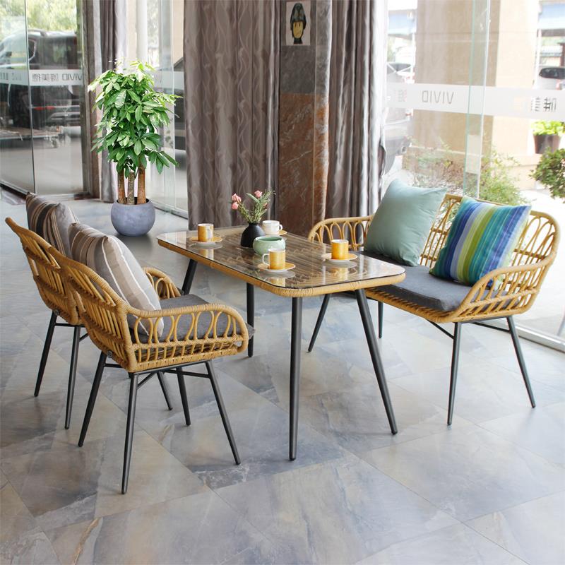 藤艺沙发双人现代简约户外沙发椅藤编露台庭院温室藤椅沙发防水