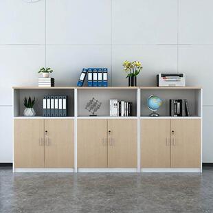 办公室茶柜木制文件柜隔板柜可锁储物柜打印机柜低柜带锁文件柜