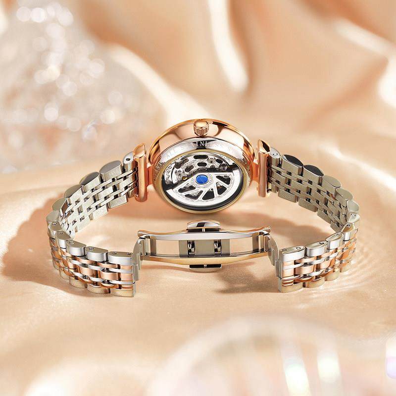 阿玛妮正品满天星手表女士2024新款学生女款小众轻奢镂空机械女表