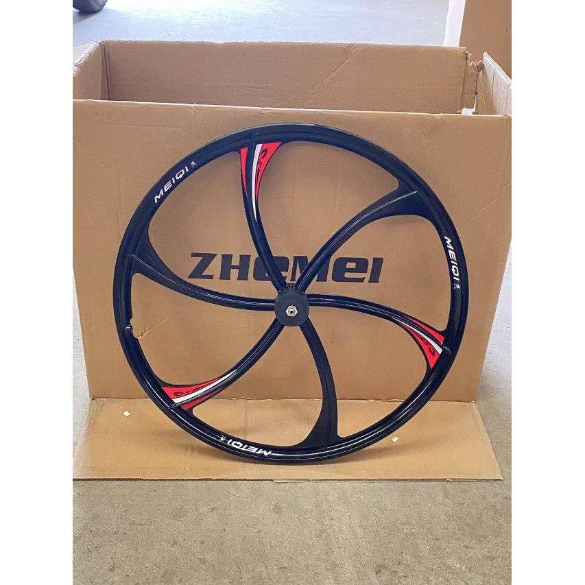 工厂直销24寸26寸六刀镁合金一体铝轮自行车轮组登山车碟煞轮毂