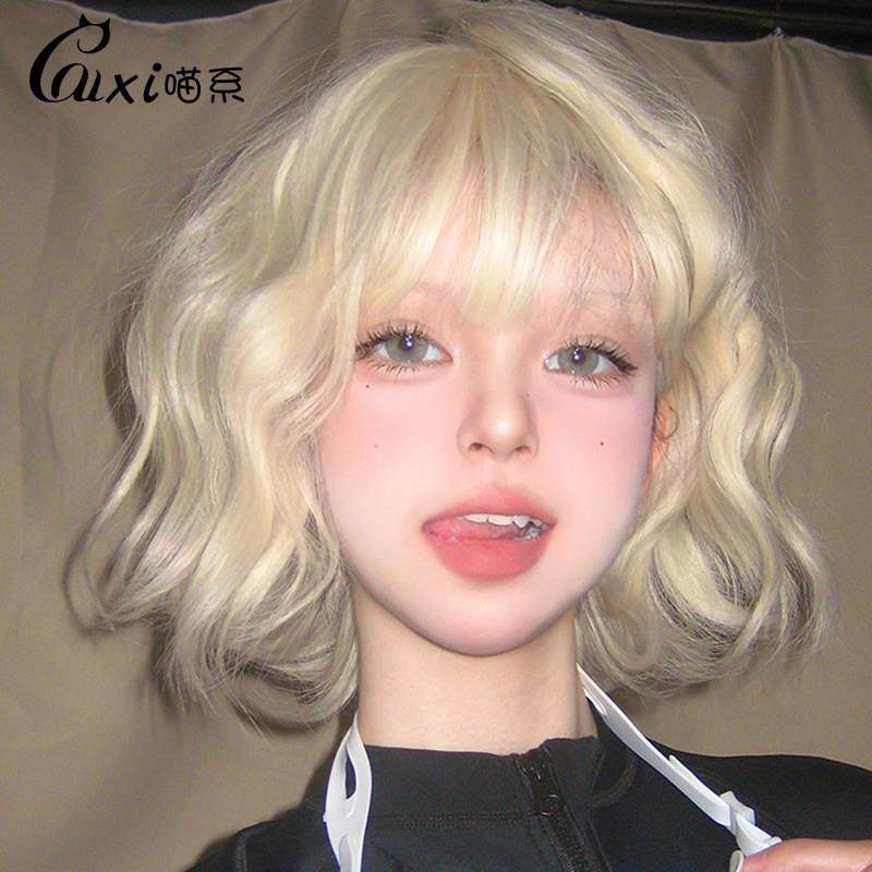 【棉花糖】假发女短发金色日常自然逼真lolita羊毛卷仿真发假发套,美发护发/假发,日常整顶假发,淘宝优惠券,粉丝福利购,淘宝优惠卷