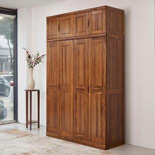 乌金木全实木四五门顶箱中式大衣柜卧室收纳储物二三门衣柜组合