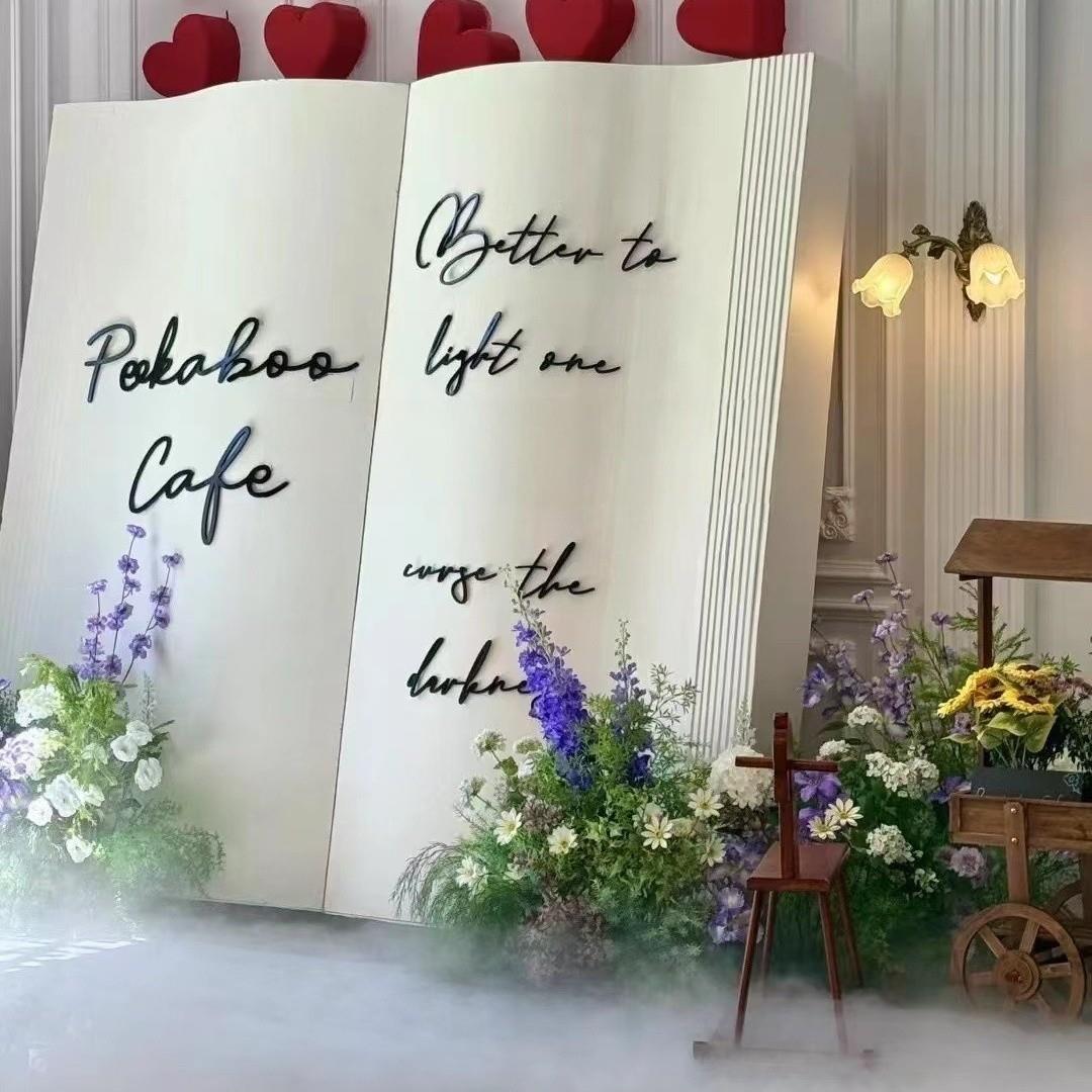 泡沫雕塑定制网红打卡拍照背景墙仿真书本婚书文本创意美陈活动IP