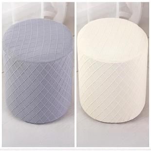 弹力圆柱形凳子套罩小板凳椅子套化妆梳妆草墩圆形皮蹲坐蒲团藤编