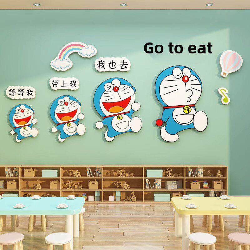 托管班小饭桌主题墙面装饰布置幼儿园环创食育堂餐厅文化贴纸标语