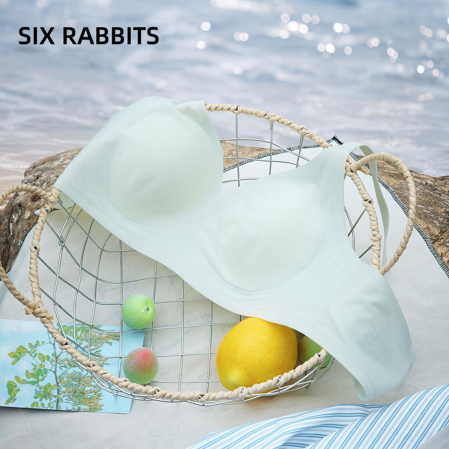 六只兔子无痕内衣女大胸显小轻薄显瘦胸罩软支撑防下垂兔耳杯文胸