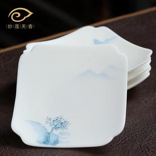 妙莲天香大师手绘羊脂玉瓷国风杯垫家用茶杯隔热杯托茶托茶具零配