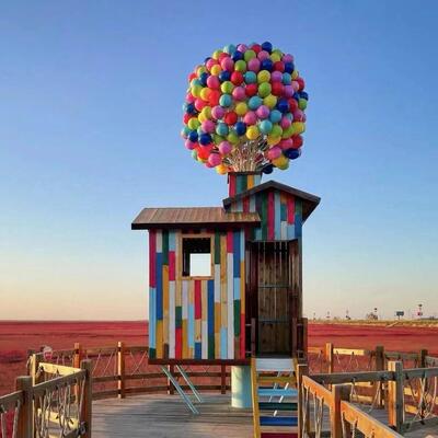 拍照打卡大游记飞屋环型户外区摆件引流商场美RYN气球网陈红小木