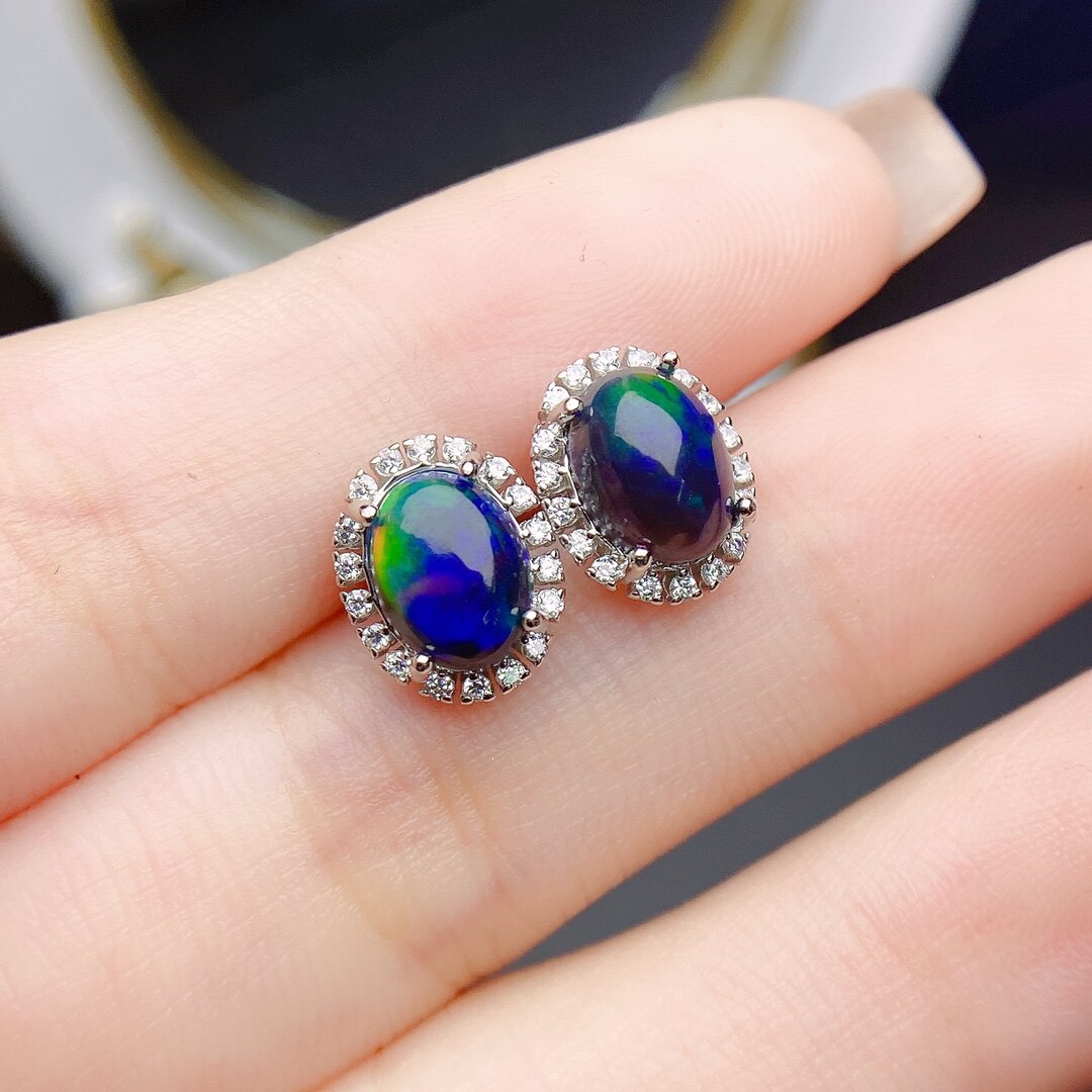 【地大珠宝】设计师款天然澳宝欧泊耳钉女椭圆形轻奢复古气质耳环,珠宝/钻石/翡翠,耳饰,淘宝优惠券,粉丝福利购,淘宝优惠卷