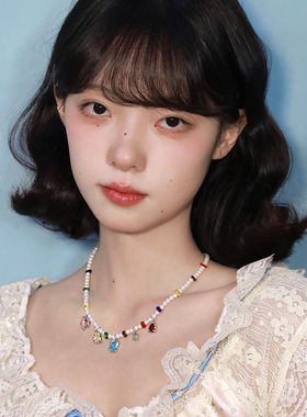 女西迟多彩锆石水晶珍珠项链