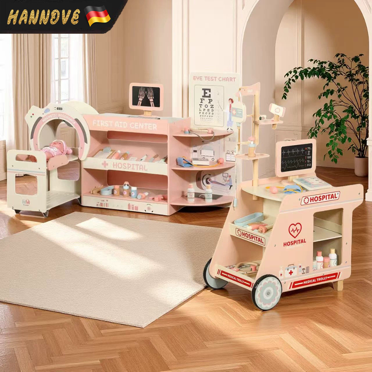 儿童木质仿真医院场景过家家玩具