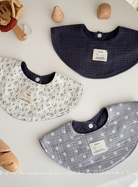 韩版春夏款双面a类纯棉纱布围嘴宝宝口水巾新生婴儿防吐奶围兜