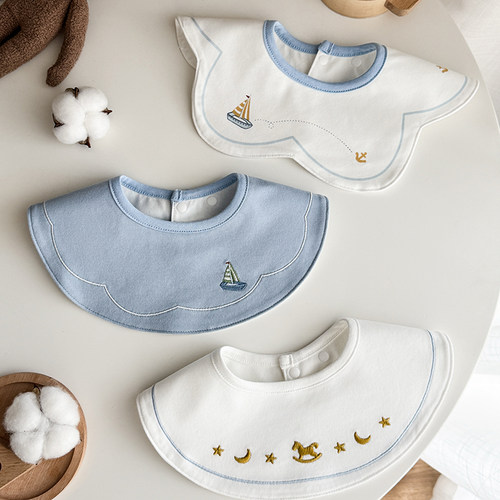 男宝婴儿口水巾纯棉新生儿360度旋转围嘴宝宝夏季秋冬防水口水巾