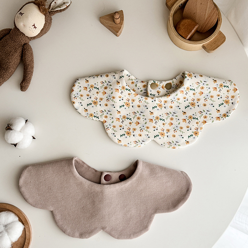 A类婴儿加大超软围嘴棉布围嘴宝宝围兜口水巾防吐奶韩版花瓣