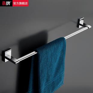 全铜毛巾杆免打孔卫生间挂毛巾置物架浴室高档挂杆轻奢风加厚架子