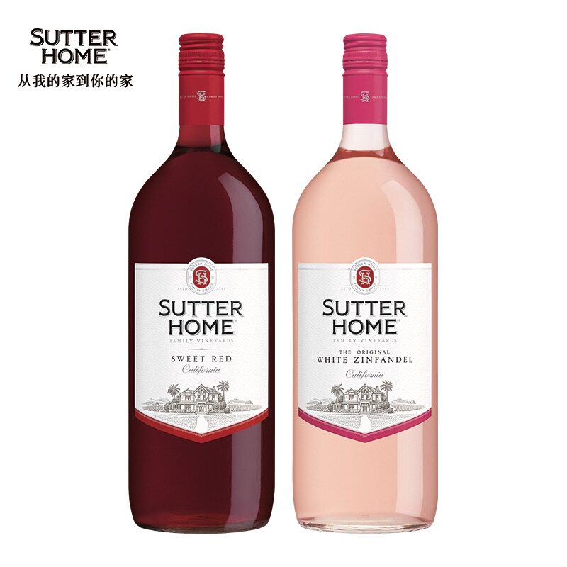 舒特家族白仙粉黛桃红+甜红葡萄酒1.5L美国原装家庭聚会结婚酒席