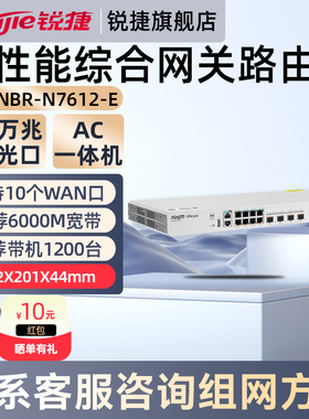 锐捷睿易网络高性能综合网关路由器RG-NBR-N7612-E 企业级AC一体机 2个万兆SFP光口 6G带宽1200带机 三年质保