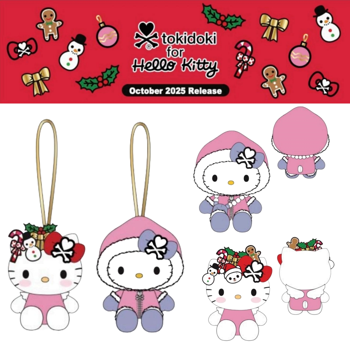【10月预售】美版 圣诞tokidoki 雪人kitty公仔毛绒挂件