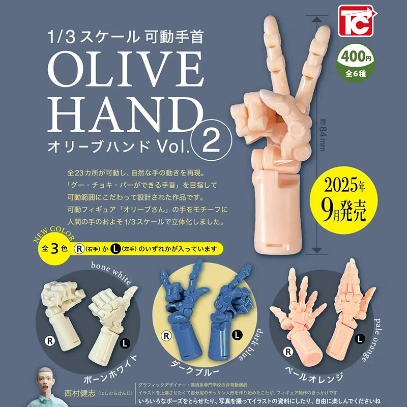 11月日本正版TOYS CABIN扭蛋第2弹 可动关节手指 1/3手掌模型玩具