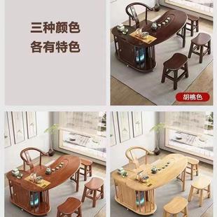 实木家用移动茶台经济型阳台小茶桌多功能茶桌烧水壶一体茶台套装