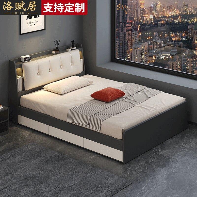 榻榻米床现代简约高箱收纳床1.8米主卧双人床1.5小户型实用木质床