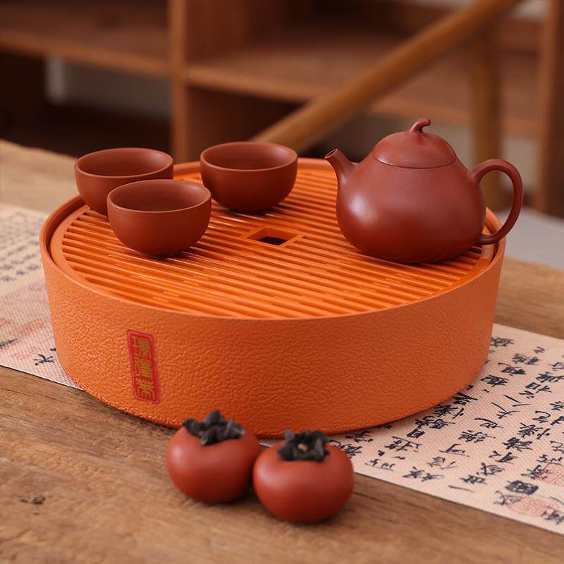 新款可携式电木储水茶盘客厅家用小型圆形沥水茶托 托盘功夫茶具