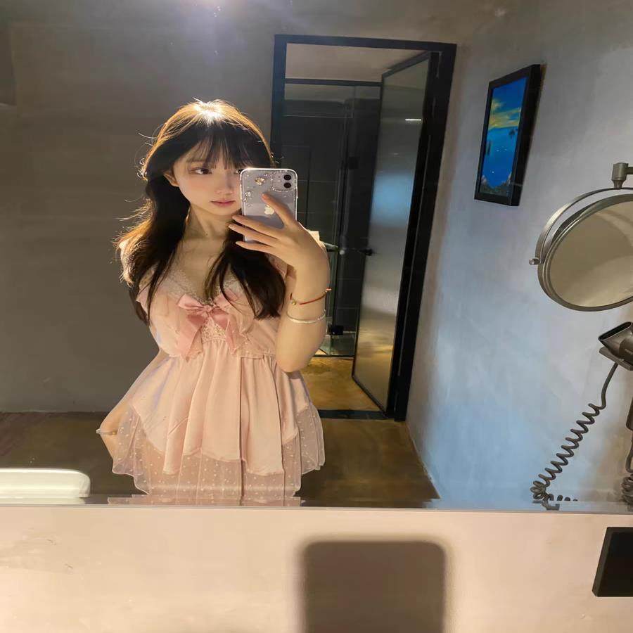 法式仙气可爱粉色睡裙纯欲宫廷风蕾丝吊带公主风女夏甜美网纱睡衣