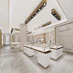 高质端珠宝展示柜wudu轻弧形金首饰陈列柜银玻璃立奢体货柜木烤漆