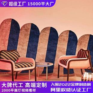 轻奢靠背扶手条纹休闲椅小户型客厅家用餐椅简易布艺阳台沙发单椅