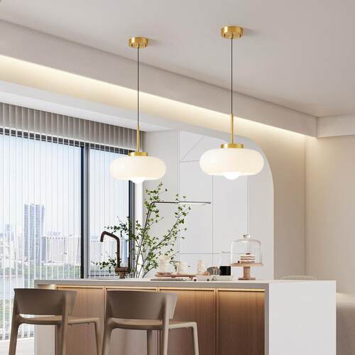 奢厅吊灯奶油风铜全餐桌饭餐轻厅183吧台灯具新款