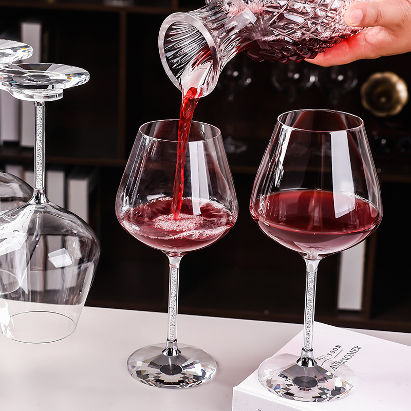 水晶金色高脚红酒杯醒酒器杯架