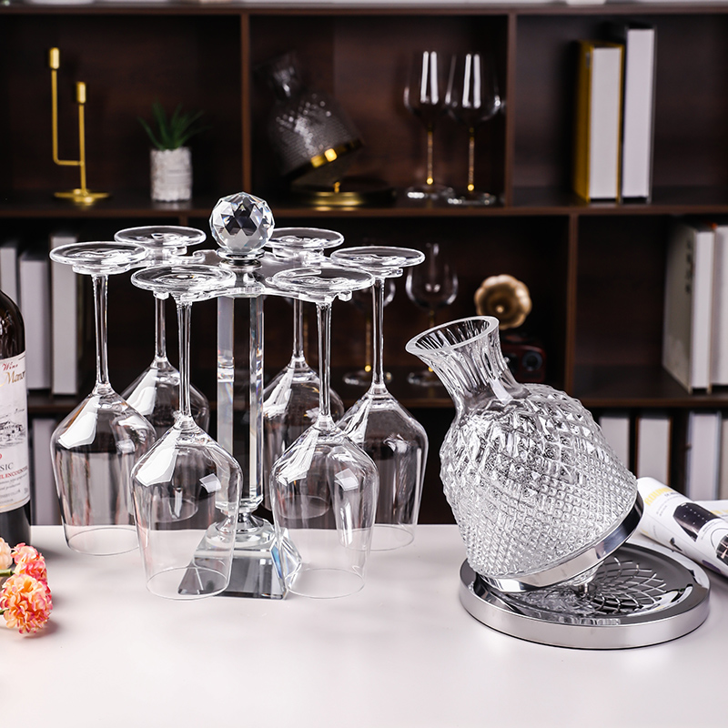 高颜值旋转醒酒器红酒杯水晶杯架