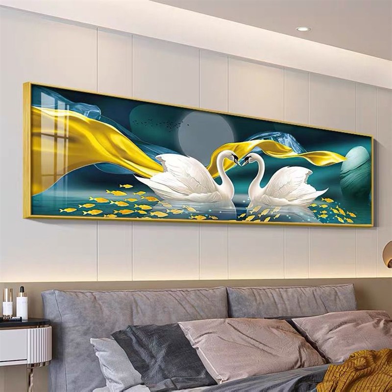 包安装现代简约客厅装饰画背景墙画卧室床头壁画挂画北欧晶瓷镶钻图片