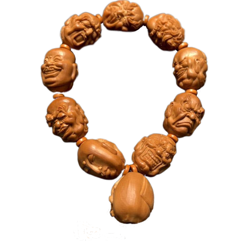 纯手工橄榄核手串雕刻双面十八罗汉手链罗汉挂件文玩核雕单籽