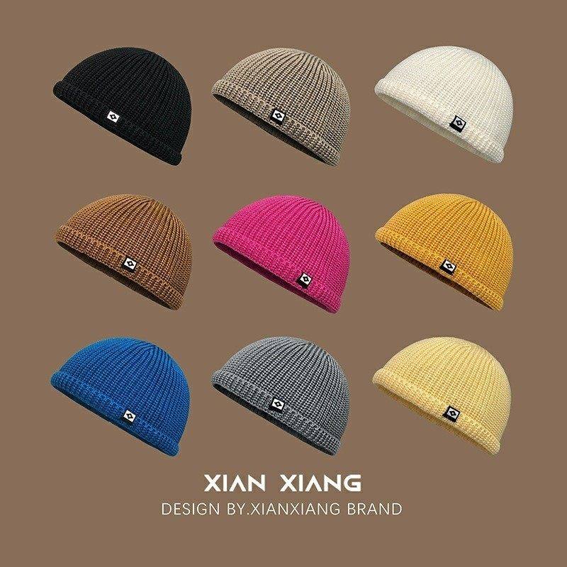 薄款无檐针织帽子男士女日系秋冬雅痞光头西瓜帽寸头瓜皮帽毛线帽