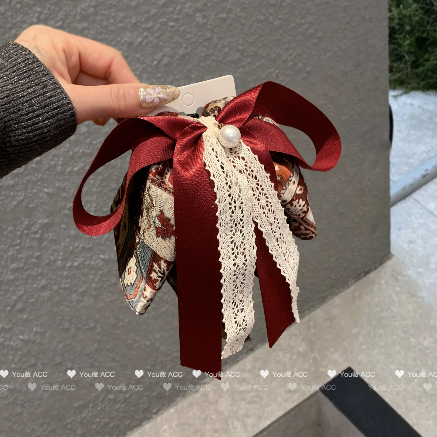 法式复古图文缎面蝴蝶结马尾夹蕾丝气质百搭盘发夹优雅半扎发抓夹,饰品/流行首饰/时尚饰品新,发饰,淘宝优惠券,粉丝福利购,淘宝优惠卷